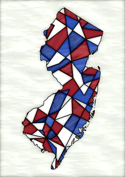 Digitale Illustratie Met Kaart Van Staat New Jersey Glas Lood — Stockfoto