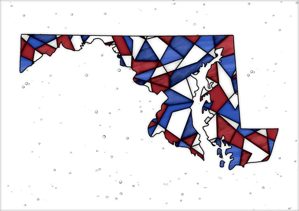 Illustrazione Digitale Con Mappa Dello Stato Del Maryland Vetro Colorato — Foto Stock