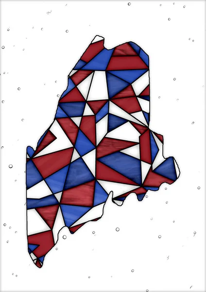 Digitální Ilustrace Mapou Státu Maine Barevném Provedení Červenou Modrou Bílou — Stock fotografie