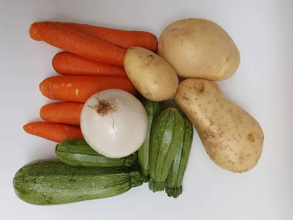 Variété Légumes Frais Pour Préparer Des Aliments Végétariens Riches Vitamines — Photo
