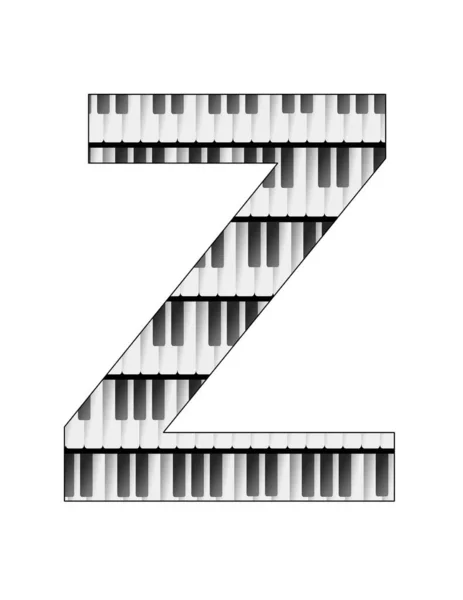 白い背景を持つ文字Zを形成する音楽キーボードのキーを搭載したイラスト — ストック写真