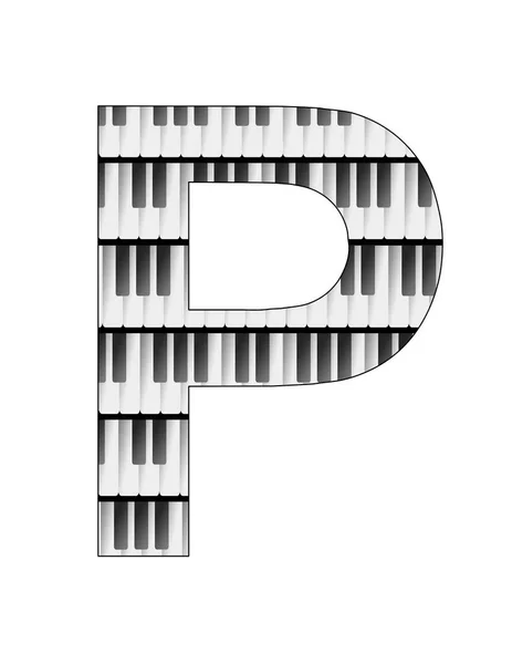 Απεικόνιση Πλήκτρα Ενός Μουσικού Πληκτρολογίου Που Σχηματίζουν Γράμμα Λευκό Φόντο — Φωτογραφία Αρχείου