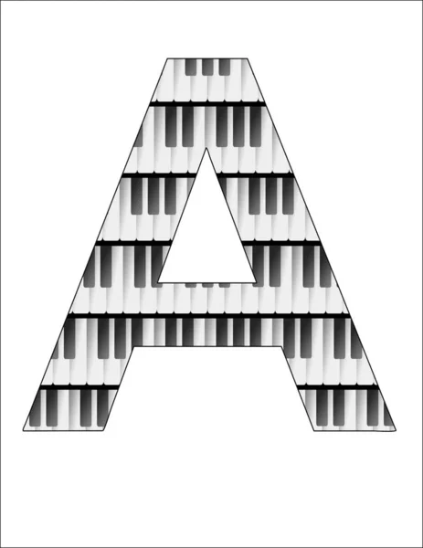 Απεικόνιση Πλήκτρα Ενός Μουσικού Πληκτρολογίου Που Σχηματίζουν Γράμμα Λευκό Φόντο — Φωτογραφία Αρχείου