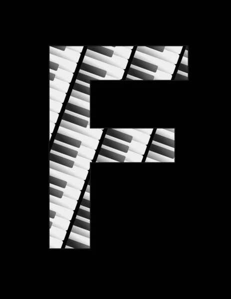 Иллюстрация Клавишами Музыкальной Клавиатуры Образующей Букву Черным Фоном — стоковое фото