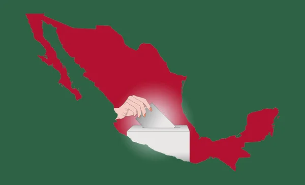 Odevzdání Hlasů Urně Mapou Mexika — Stock fotografie