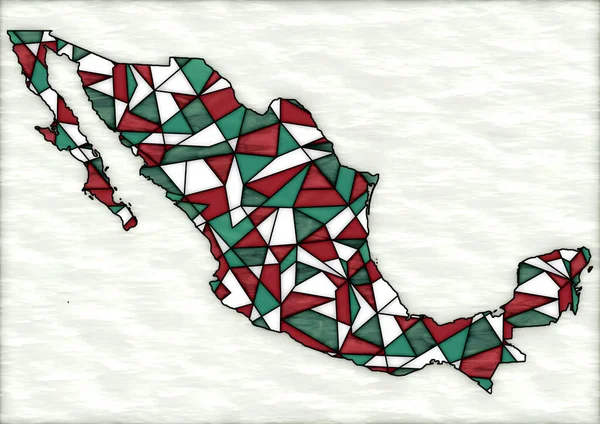 Digitale Illustration Mit Karte Des Landes Mexiko Glasmalereistil Mit Grünen — Stockfoto