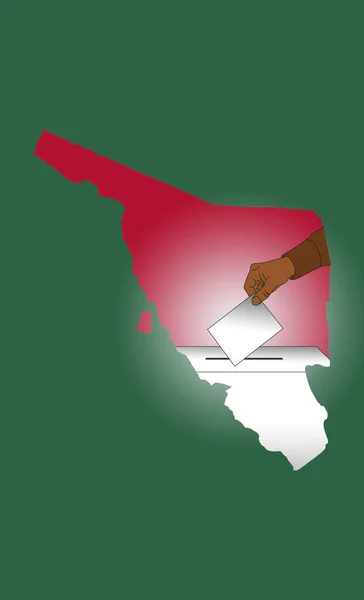 Hand Casting Vote Ballot Box Map State Sonora — Stock Photo, Image