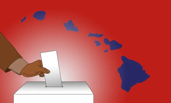 Voto Una Urna Electoral Con Mapa Del Estado Hawái —  Fotos de Stock