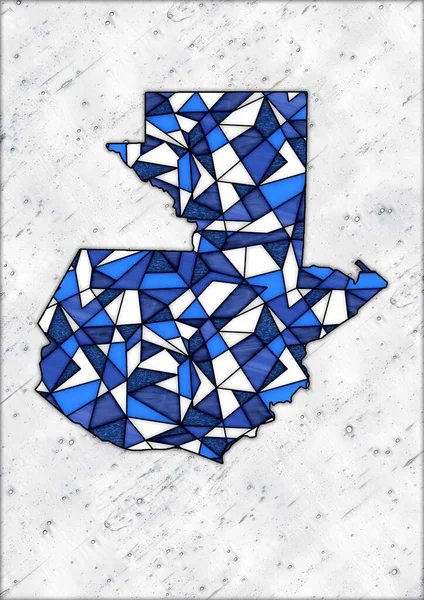 Цифрова Ілюстрація Мапою Країни Гватемала Стилі Вітражу Білими Синіми Кольорами — стокове фото