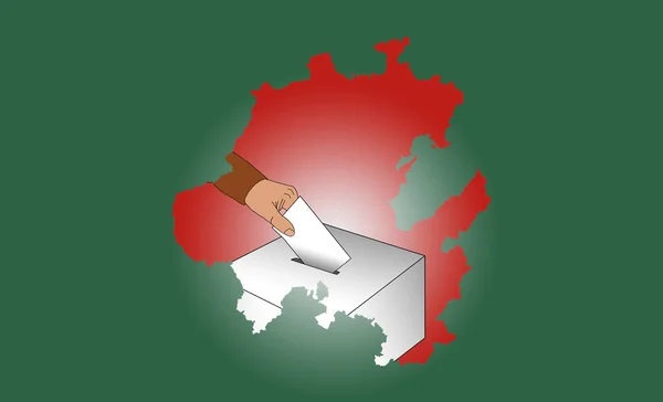 Mano Che Vota Urna Con Una Mappa Dello Stato Hidalgo — Foto Stock