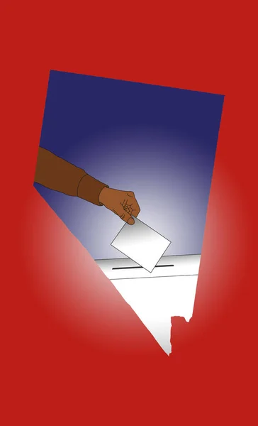 Mano Che Vota Una Scheda Elettorale Con Una Mappa Dello — Foto Stock