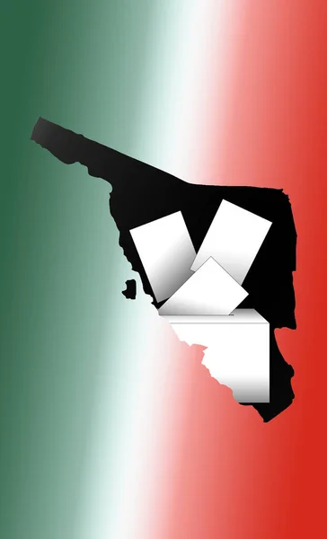 Ilustrace Hlasovacích Lístků Urny Mapou Státu Sonora — Stock fotografie