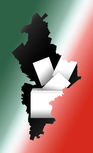Szavazólapok Szavazóláda Illusztrációja Nuevo Leon Állam Térképével — Stock Fotó