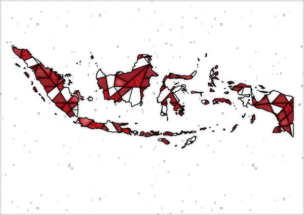 Digital Illustration Med Karta Över Landet Indonesien Färgat Glas Stil — Stockfoto