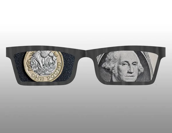 Ilustrace Obrysu Některých Brýlí Obrázkem Libry Amerických Peněz Nich — Stock fotografie