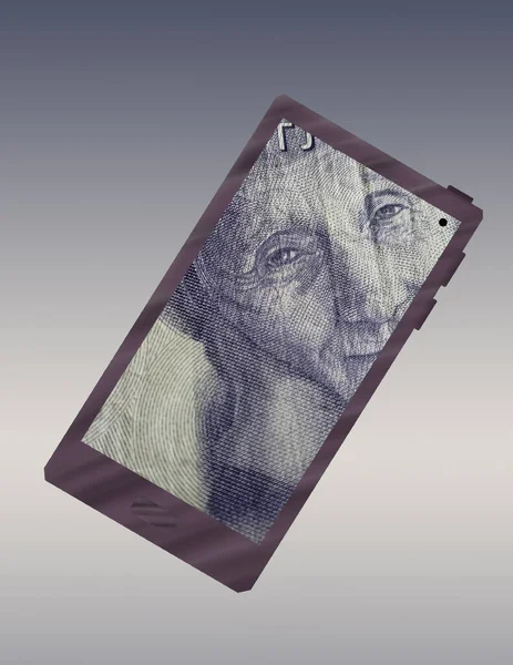 Ilustrace Ikonou Smartphonu Obrázkem Švédských Peněz — Stock fotografie