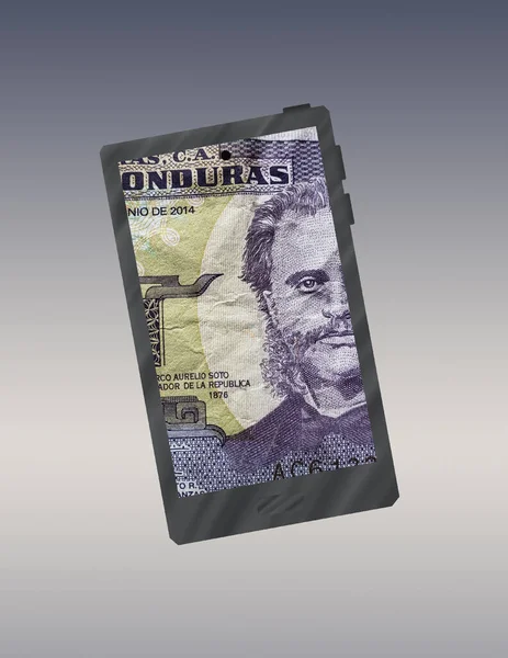 Illusztráció Egy Okostelefon Ikonjával Hondurasi Pénz Képével — Stock Fotó
