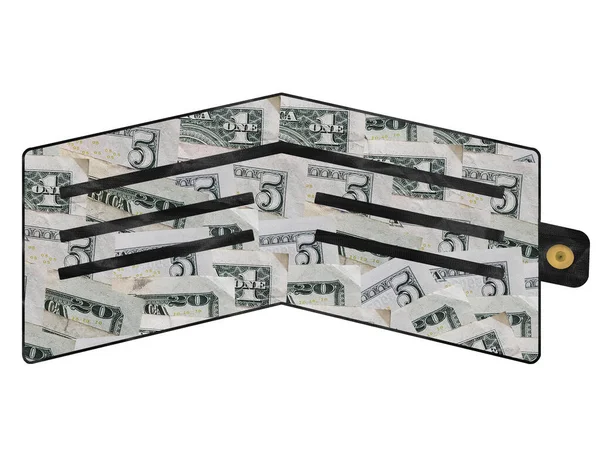 Ilustrace Peněženky Pro Muže Černé Americkým Dolarem Peníze Image — Stock fotografie