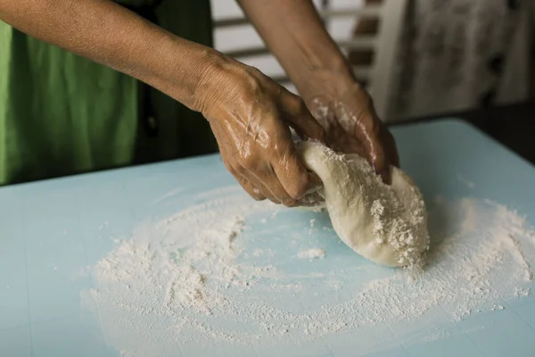 Pieces Dough Flour Table — Stock Photo, Image