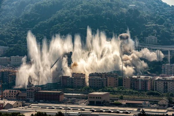 Implosion What Remained Morandi Bridge Genoa — Stock Photo, Image