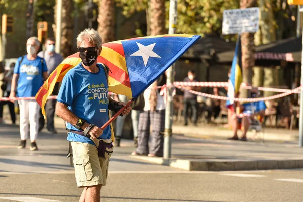 Barcelona España Septiembre 2020 Concentración Nacional Díada Cataluña Bajo Estrictas — Foto de Stock