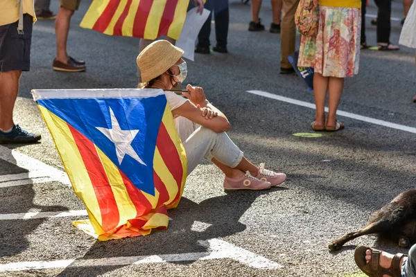 Barcelona España Septiembre 2020 Concentración Nacional Díada Cataluña Bajo Estrictas — Foto de Stock