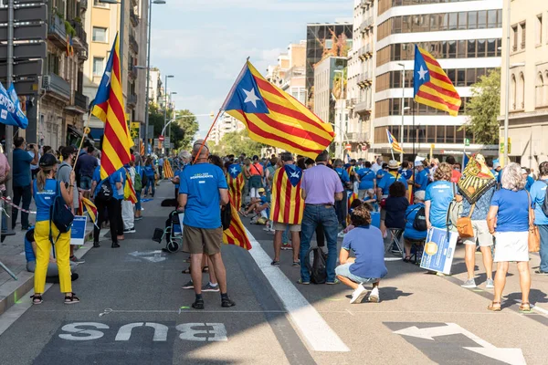 Barcelona España Septiembre 2020 Concentración Nacional Díada Cataluña Bajo Estrictas — Foto de Stock