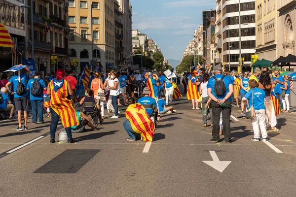Barcelona España Septiembre 2020 Concentración Nacional Díada Cataluña Bajo Estrictas — Foto de Stock