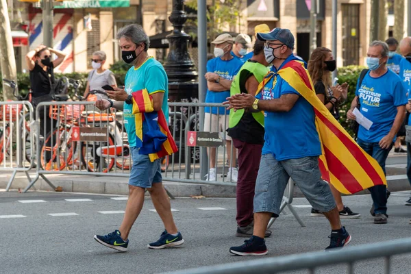 Barcelona España Septiembre 2020 Concentración Nacional Díada Cataluña Bajo Estrictas — Foto de Stock