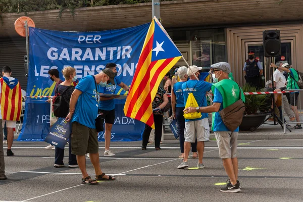 Barcelona España Septiembre 2020 Concentración Nacional Díada Cataluña Bajo Estrictas — Foto de Stock