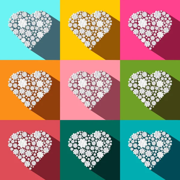 Corazones Listos Símbolo Corazón Colorido Diseño Plano Corte Papel Vectorial — Vector de stock