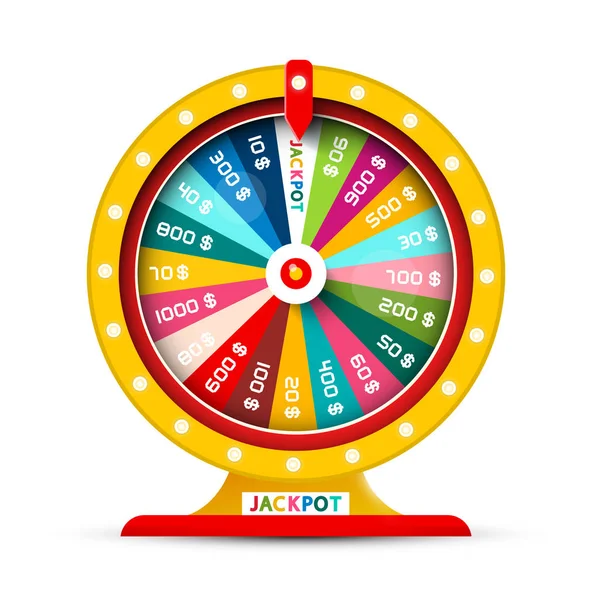 Golden Wheel Fortune Vektor Szimbólum Elszigetelt Fehér Background Esélye Hogy — Stock Vector