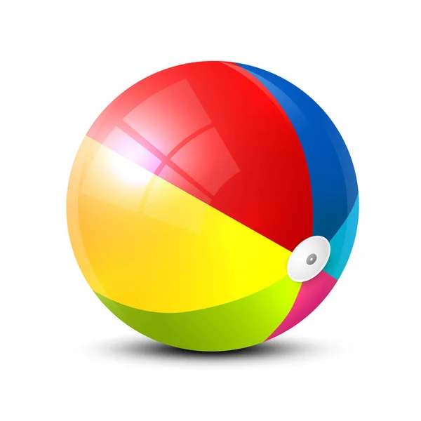 Realistic Colorful Beach Ball Vector Symbol Isolated White Background — Stock Vector