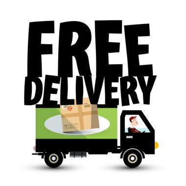 Kamyon - Van araba ile ücretsiz teslimat simgesi. Vektör taşıma hizmeti simge paketi ile.