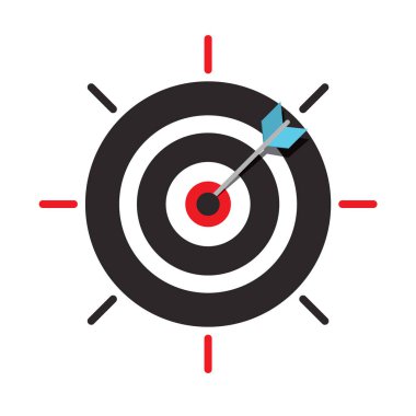 Hedef Merkezi simgesini ok. Bullseye, Dart. Vektör iş başarı simgesi.