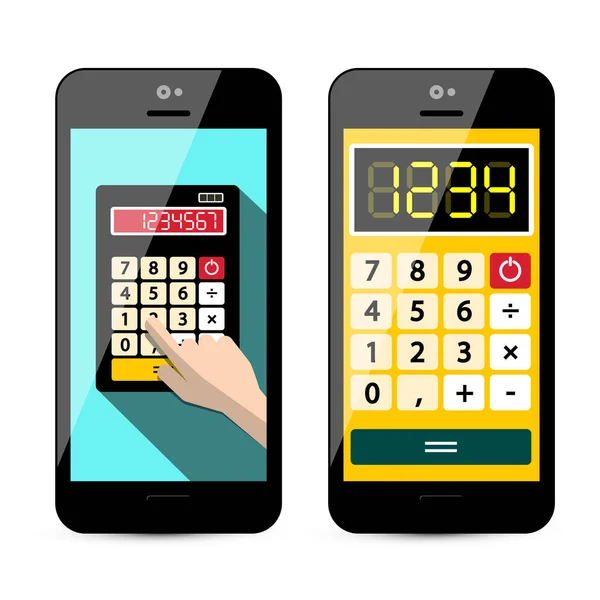 App Calcolatrice Sul Telefono Cellulare Isolato Sfondo Bianco Vettore — Vettoriale Stock