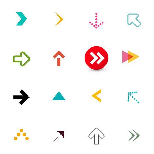 Arrow Colorful Flat Arrows Icons Set App Isolated White Background — Stock Vector