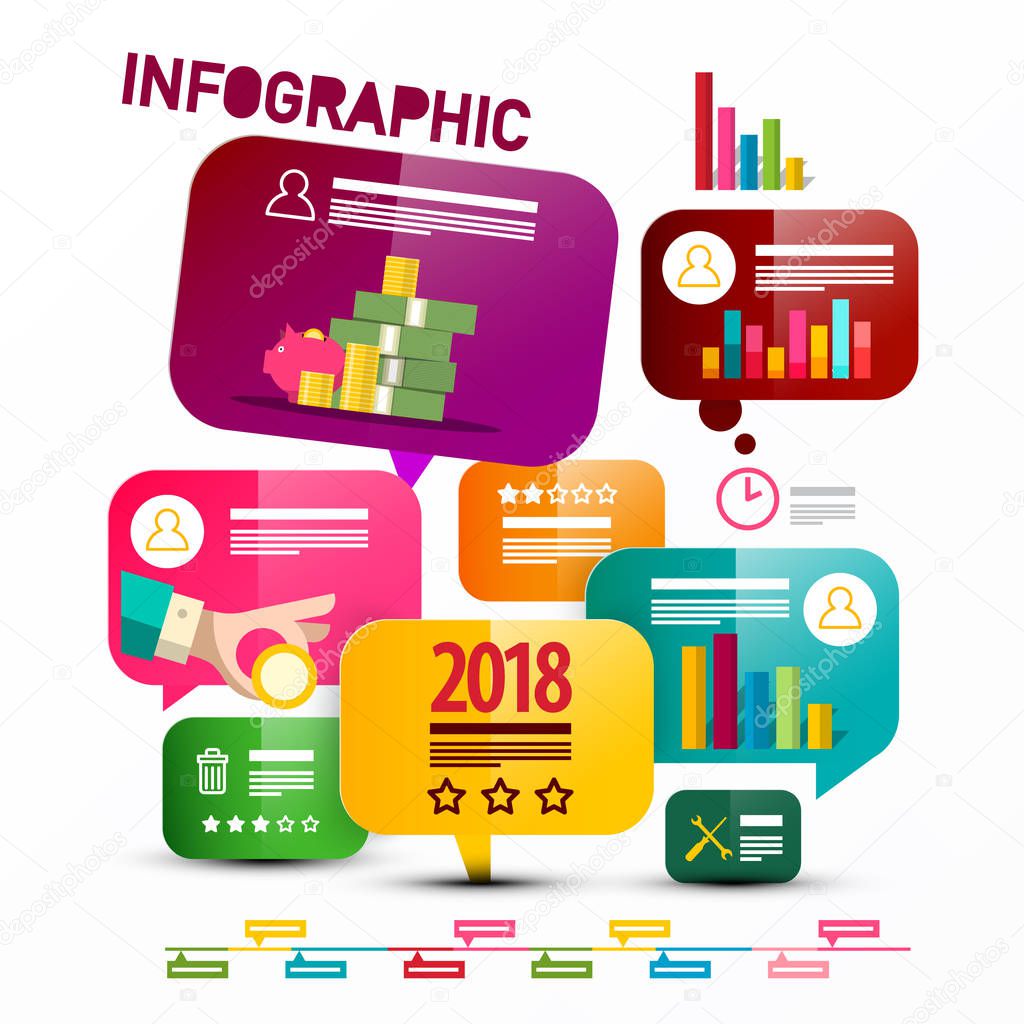 Business Infographic Layout. Vector Infographics Design with Money and Colorful Labels. Success Concept.