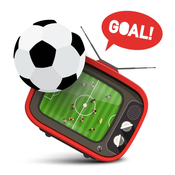 Football Ball Soccer Match Retro Goal Text Speech Bubble Sport — Stock Vector