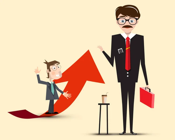 Businessmen Vector Characters Red Arrow — Stock Vector