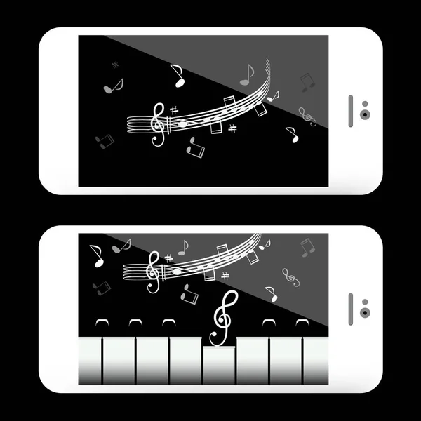 Music Application Mobile Phone Notes Piano Keyboard — Stock Vector