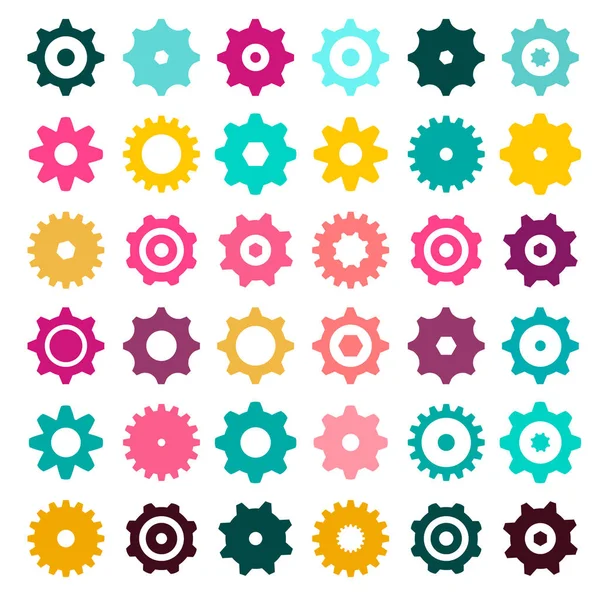 Cogs Coloridos Engranajes Conjunto Iconos Engranajes Engranaje Vectores Aislados Sobre — Vector de stock