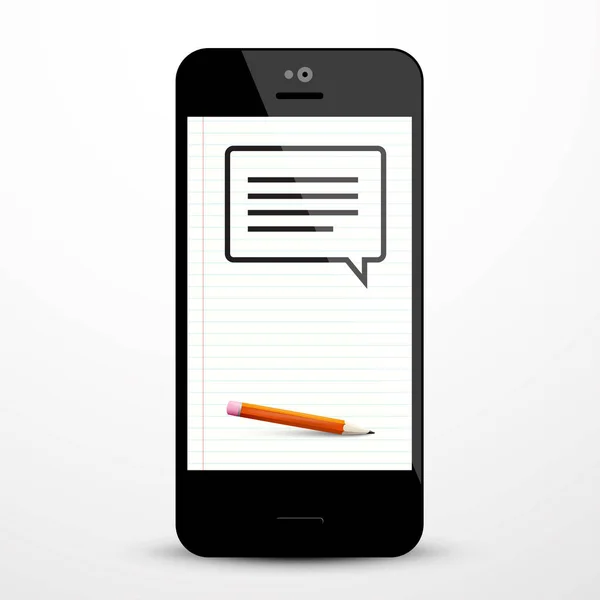 Sms のシンボル スマート フォン画面に鉛筆でテキスト メッセージのアイコン — ストックベクタ