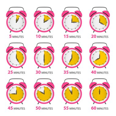 Analog Alarm saat simgeler kümesi ile beş-altmış dakika zaman kutsal kişilerin resmi