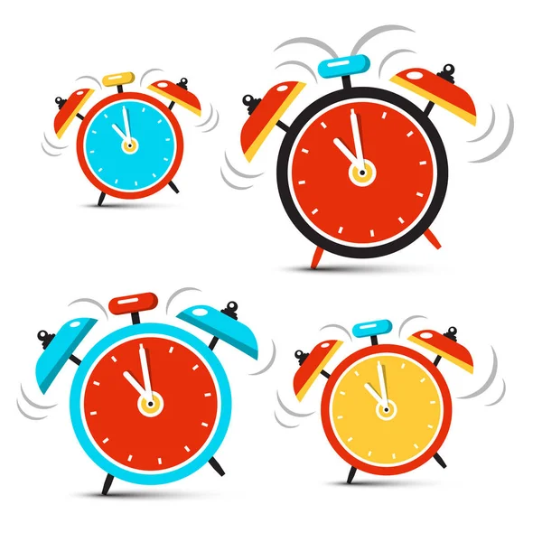 Reloj Vectorial Símbolo Tiempo Conjunto Relojes Alarma Timbre Aislado Sobre — Vector de stock