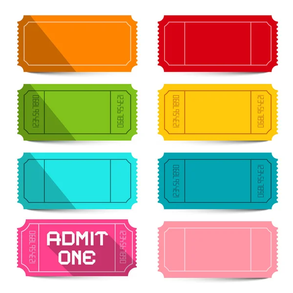 Colorful Empty Vector Tickets Set Isolated White Background Business Labels — Stock Vector
