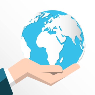 İnsan eli beyaz arka plan üzerinde izole Earth'te