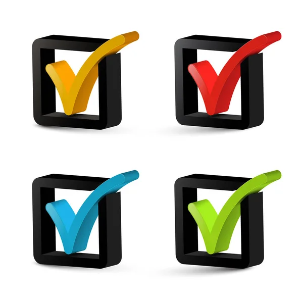 Vector Check Mark Tick Icons Set Isolated — Stock Vector