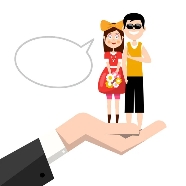 Man Woman Hand Happy Young Couple Love Vector Illustration Empty — Stock Vector