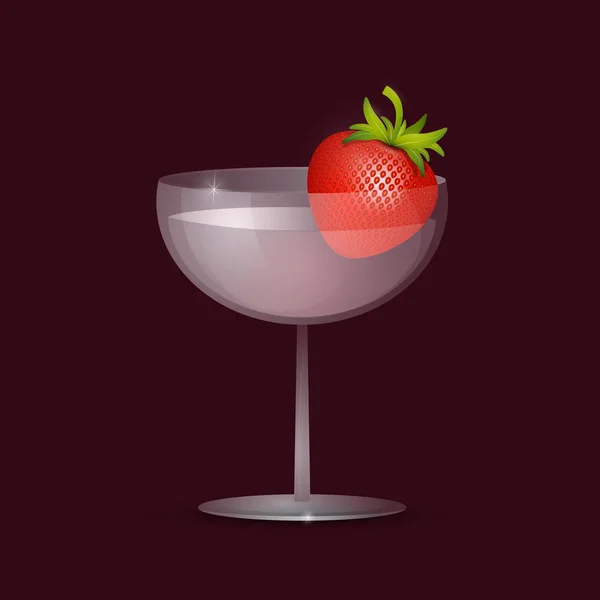 Fraise Fraîche Verre Transparent Illustration Vectorielle Des Boissons Fraîches — Image vectorielle